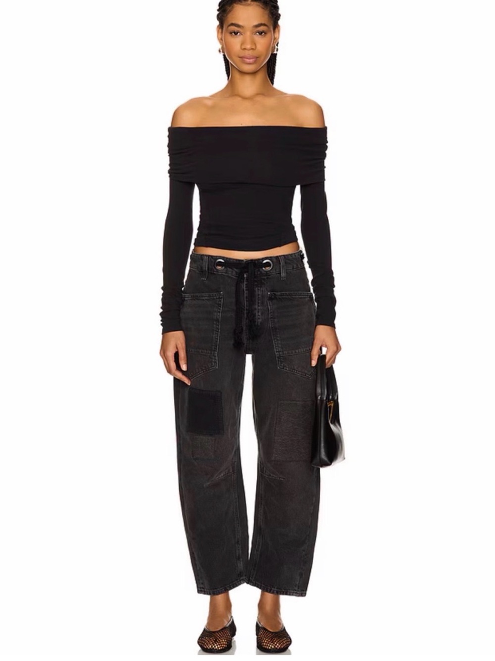 We the free low Slung Moxies patchwork barrel- nighthawk